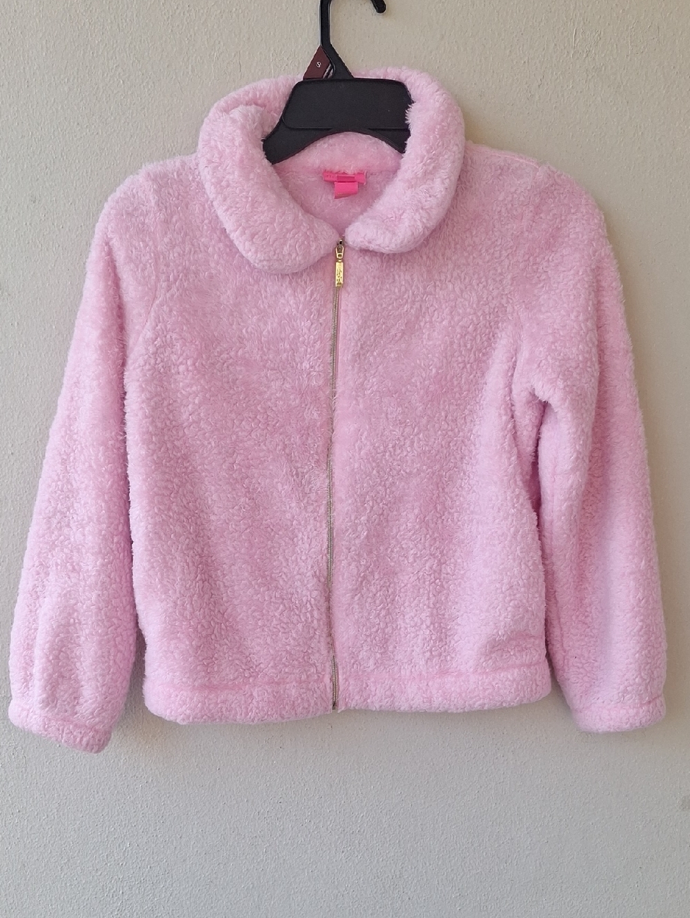 Lilly Pulitzer Girls' Cozy Pink Sherpa Full Zip Pockets Jacket Size L 8-10